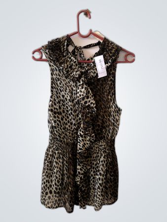 Unbranded Leopard Print Ruffle Blouse