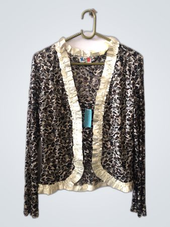 Zara Leopard Print Ruffle Cardigan