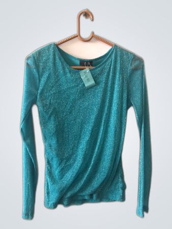 Dsquared2 Teal Sequin Long Sleeve Blouse