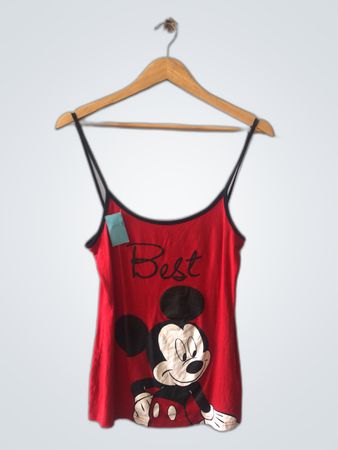 Red Mickey Mouse Graphic Tank Top