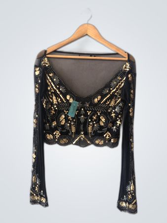 Sheer Embroidered Long Sleeve Blouse
