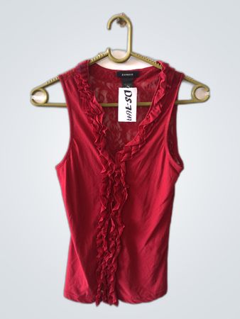 Express Red Lace Ruffle Blouse