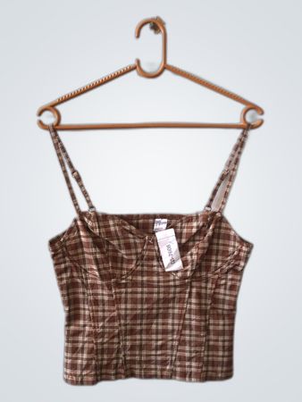 H&M Brown Checkered Cropped Camisole