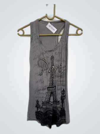 Gray Paris Eiffel Tower Graphic Tank Top