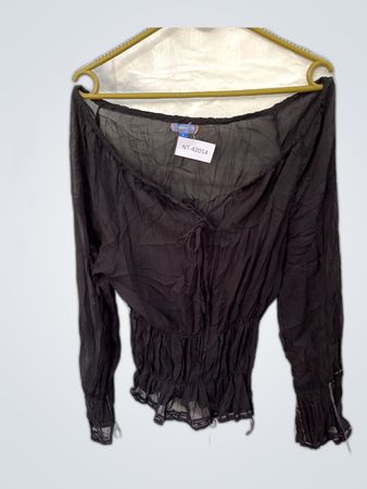 Black Sheer Peasant Blouse
