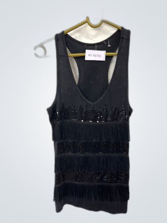 Black Fringe Tank Top