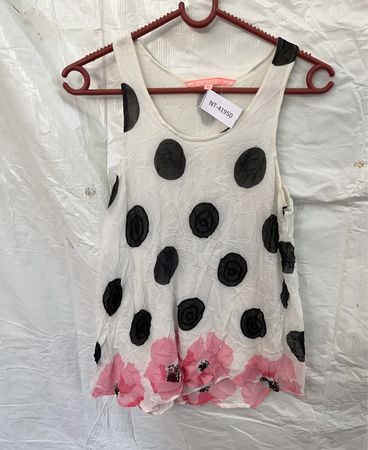 White Polka Dot Dress with Pink Flowers