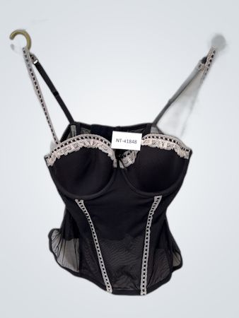 Black Lace Trim Corset Top