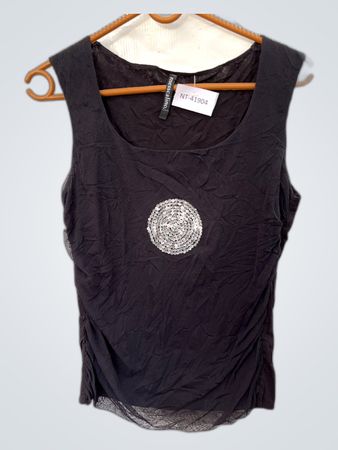 Meschino Black Sleeveless Embellished Tank Top