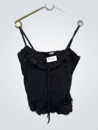 Black Ruffled Tank Top