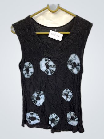 Black Sleeveless Top with White Skulls