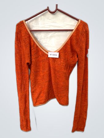 Unbranded Orange V-Neck Knit Sweater