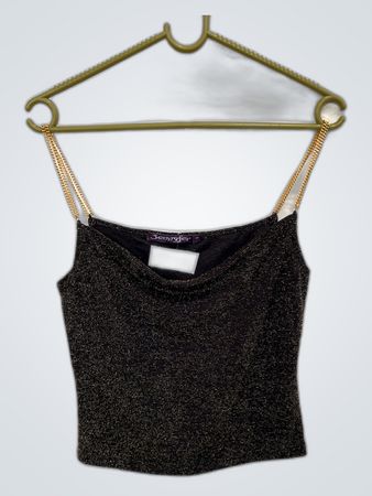 Semynyfer Black Sparkly Cropped Camisole