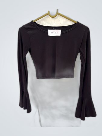 Unbranded Black Cropped Bell Sleeve Top
