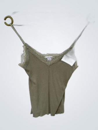 AMISU Green Lace Trim Camisole Top