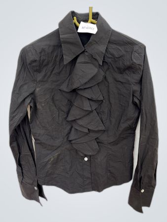 Loryga Ruffle Blouse Black Long Sleeve
