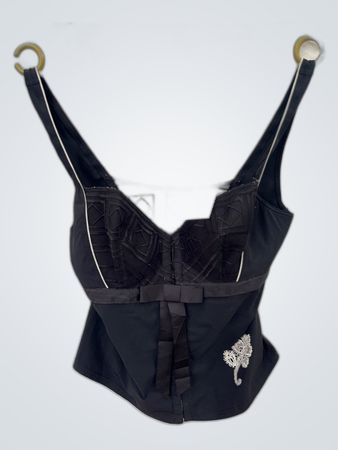 Black Lace-Up Bustier Top