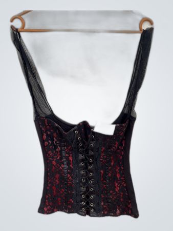 Black and Red Lace Corset Top