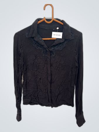 Black Lace Trim Blouse