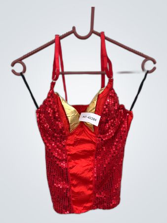 Red Sequined Bustier Top