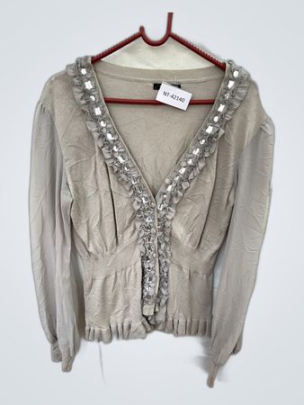Trois Rounds Gray Ruffled Knit Cardigan