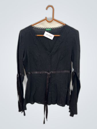 United Colors of Benetton Black Lace Trim Blouse