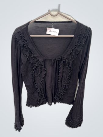 Black Ruffle Knit Cardigan