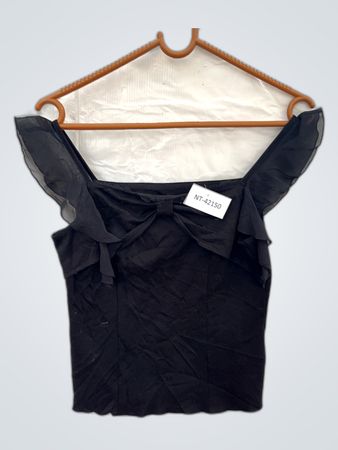 Unbranded Black Ruffle Shoulder Blouse