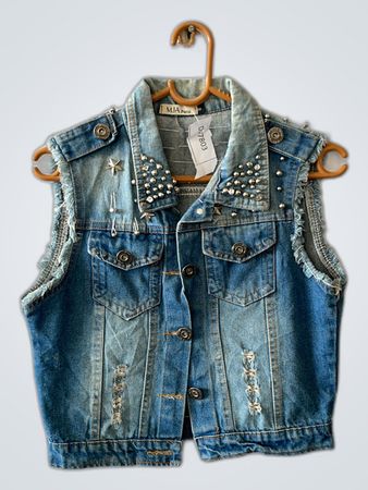 Studded Denim Vest