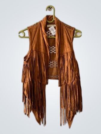 Brown Fringed Suede Vest