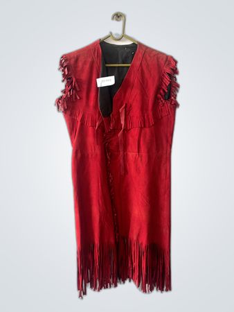 Red Leather Fringe Vest