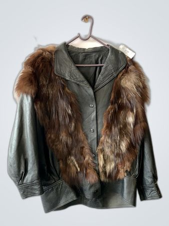 Leather Jacket with Fur Trim