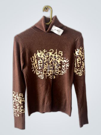 Brown Sweater with Gold Design