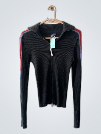 Black Long Sleeve Zipper Sweater