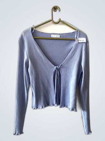 PUMA Light Blue Ribbed Knit Cardigan