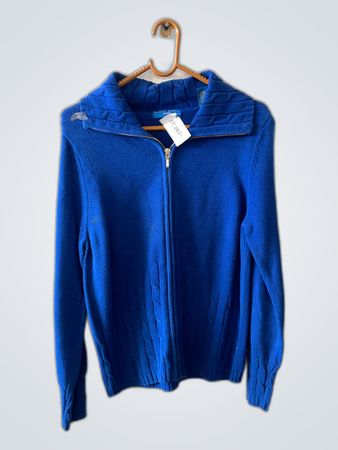 Karen Scott Blue Zip-Up Cardigan