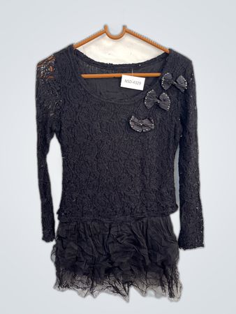 Unbranded Black Lace Ruffle Blouse