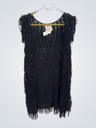 Black Fringed Crochet Top