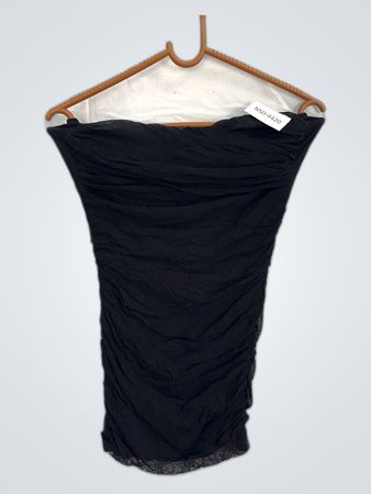 Black Ruched Tube Mini Dress