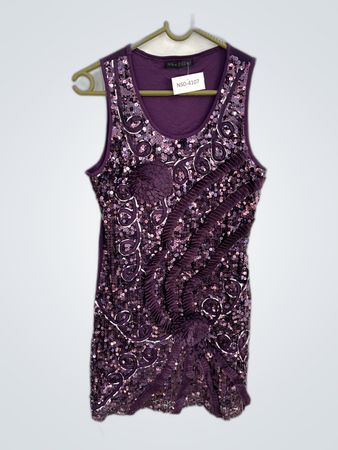 HLA SHENG Purple Sequined Ruffle Blouse