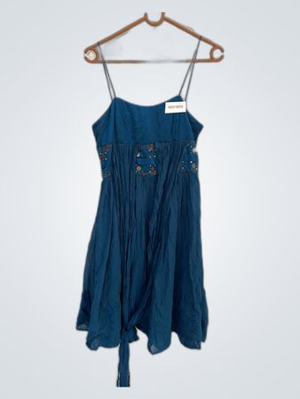 French Connection Blue Embroidered Mini Dress