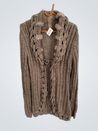 Tempo Paris Fur Trimmed Knit Cardigan
