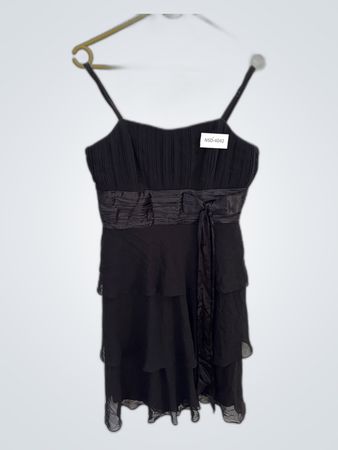 Black Pleated Strap Mini Dress
