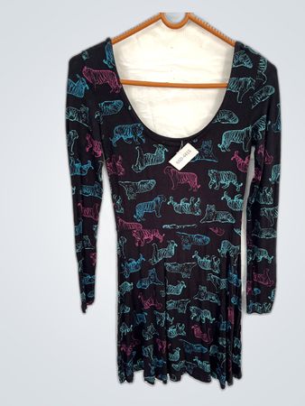 Long-Sleeve Tiger Print Dress