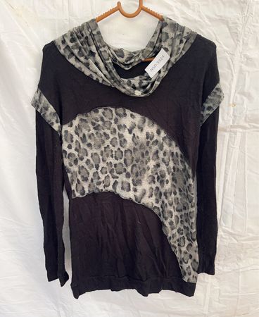 Black Sweater with Leopard Print