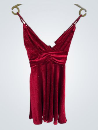 Rotes Samt Paillettenkleid
