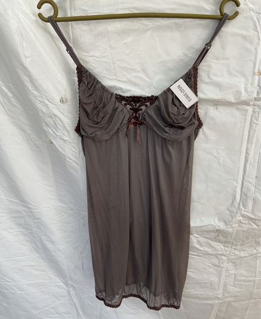 Brown Chemise with Lace Details