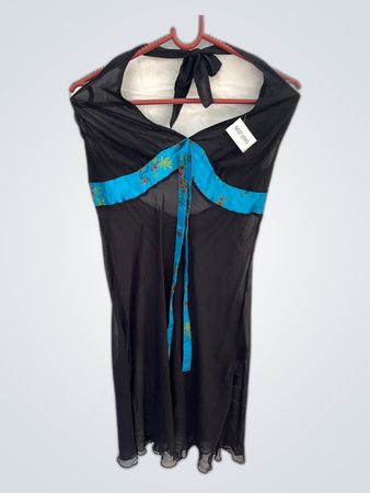 Black Sheer Dress with Blue Accents