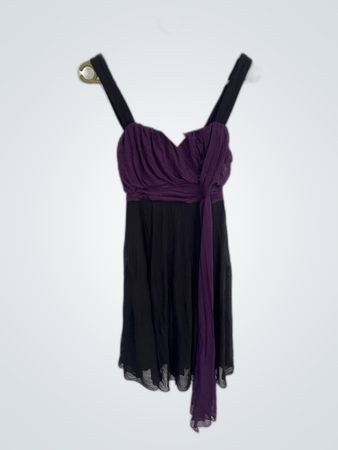 Purple and Black Draped Mini Dress