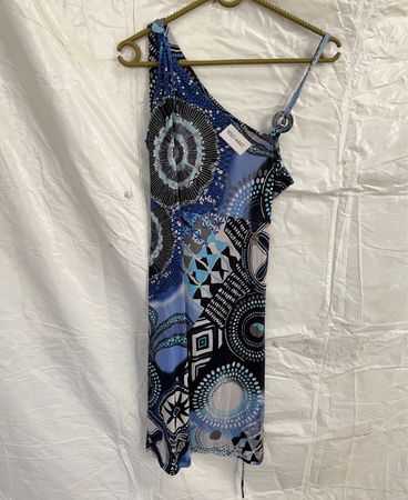 Abstract Geometric One-Shoulder Mini Dress